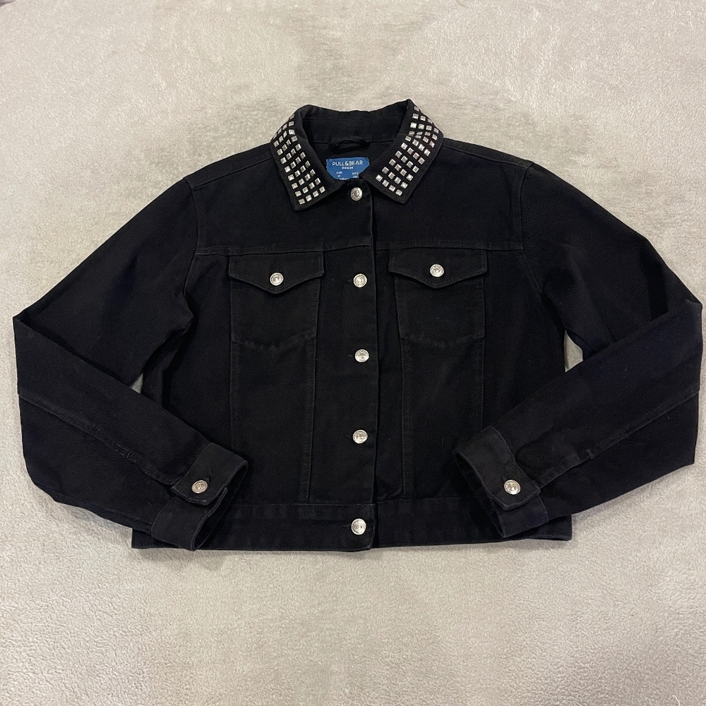 Black Denim Jacket w/ Studs Size Medium